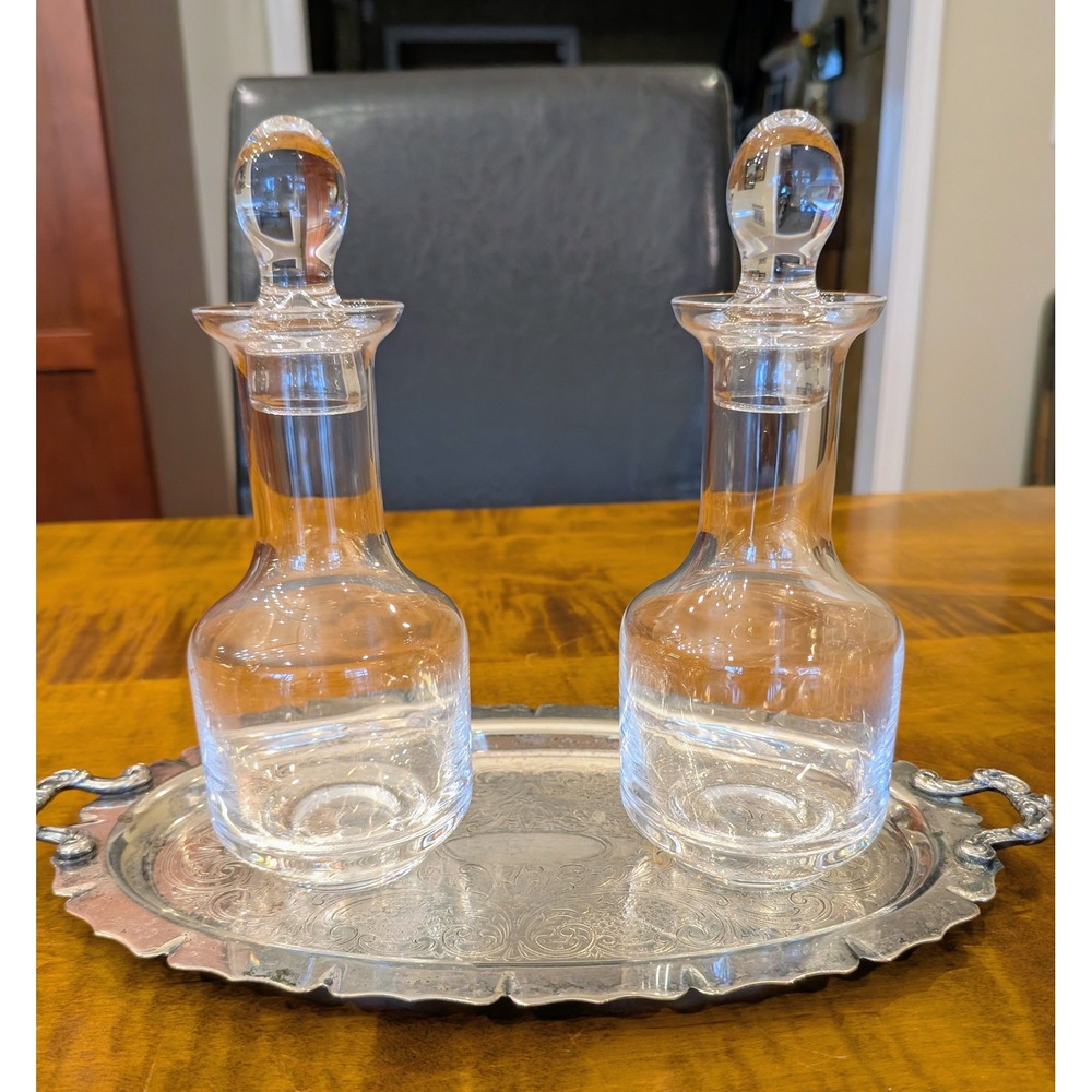 Vintage Princess House Cruet Set with Silverplate Tray
